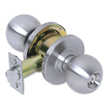 TELL Heavy Duty Commercial Storeroom Knob Lockset, Stainless Steel Finish CL100045